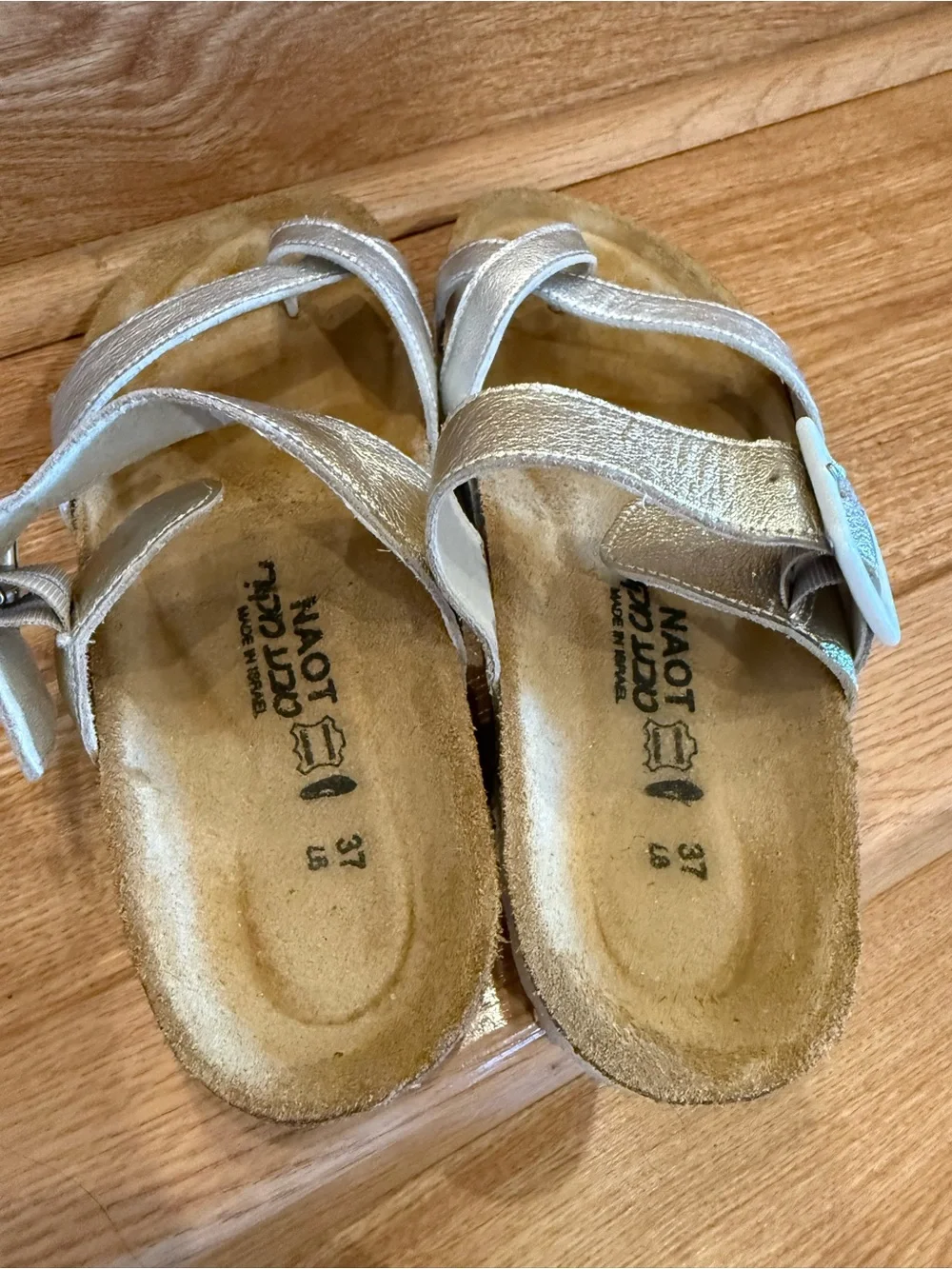 NATO Silver Buckle Strappy Slide Sandals 37